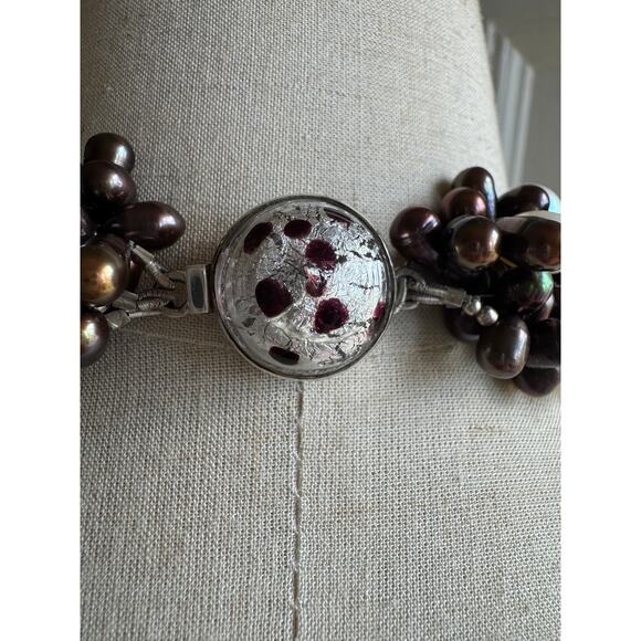 Freshwater Pearl Multi Strand Collar Fancy Artisan Made Sterling Clasp Necklace - Picture 12 of 12